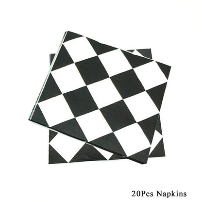 Checkered Race Car Party Black White Checkered Flag Tablecloth Road Tablecloth Racetrack TableCover Racing Birthday Party Dec