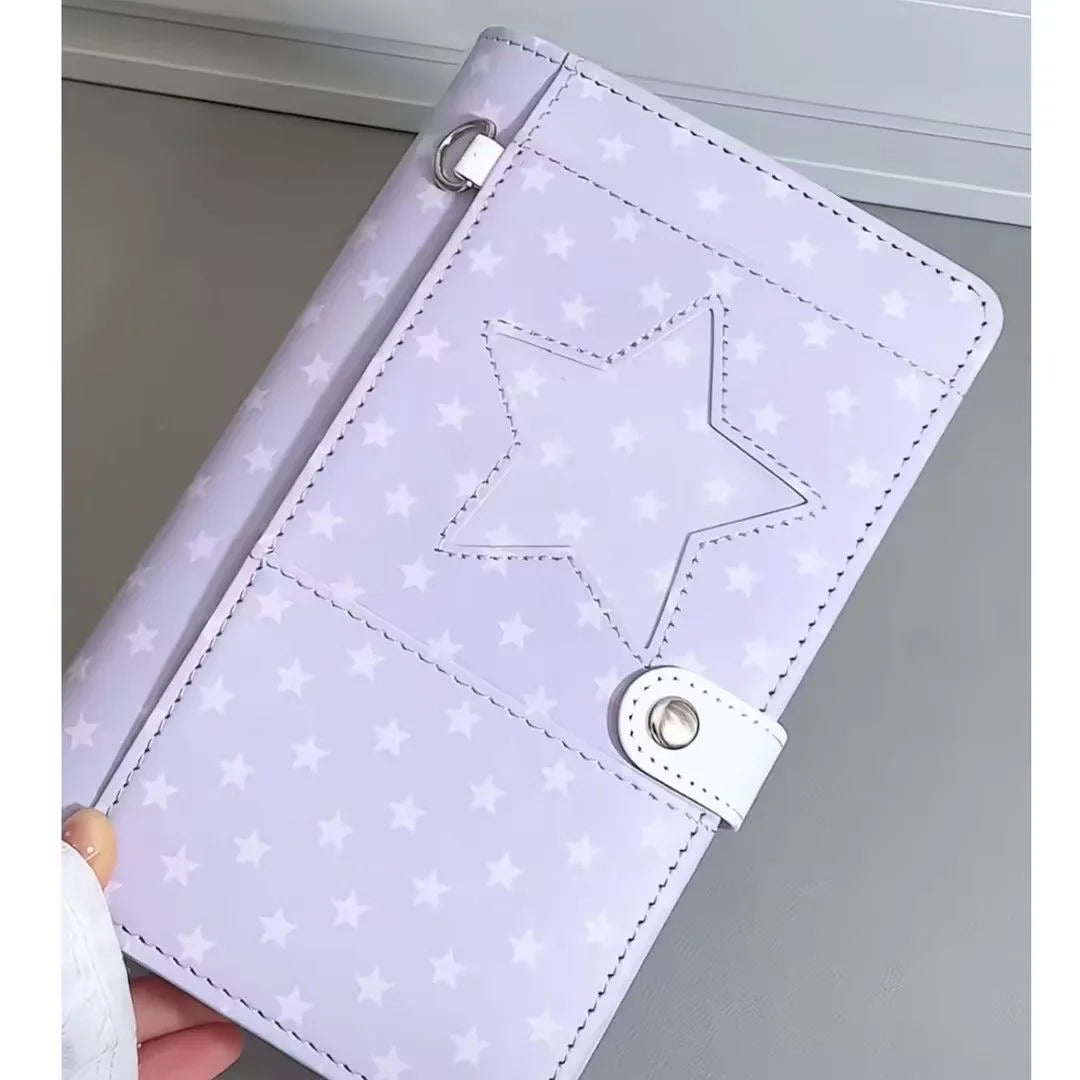A6 Polka Dot Cloth Binder Notebook 6-Hole Loose Leaf Portable DIY Scrapbook Journal Multi Pocket Photo Album Planner School G
