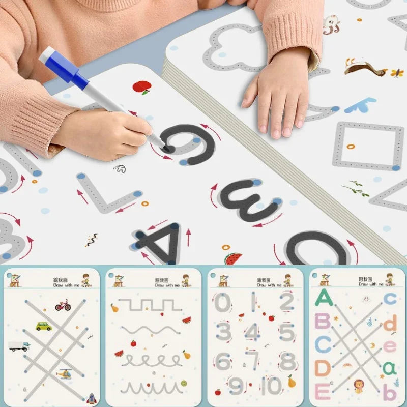 Magical Montessori Tracing Workbook Reusable Pen Control and Tracing Book for Kids Calligraphy and Drawing Educational Toys