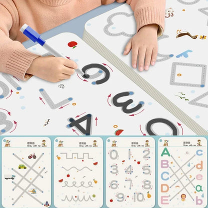 Magical Montessori Tracing Workbook Reusable Pen Control and Tracing Book for Kids Calligraphy and Drawing Educational Toys