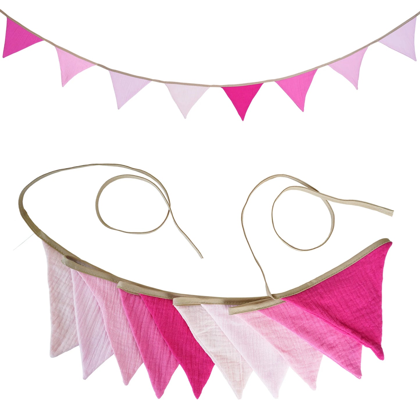 2.6M Nursery Fabric Bunting 10 Triangle Pennant Flags Party Decor Banner Home Baby Shower Carnival Garland