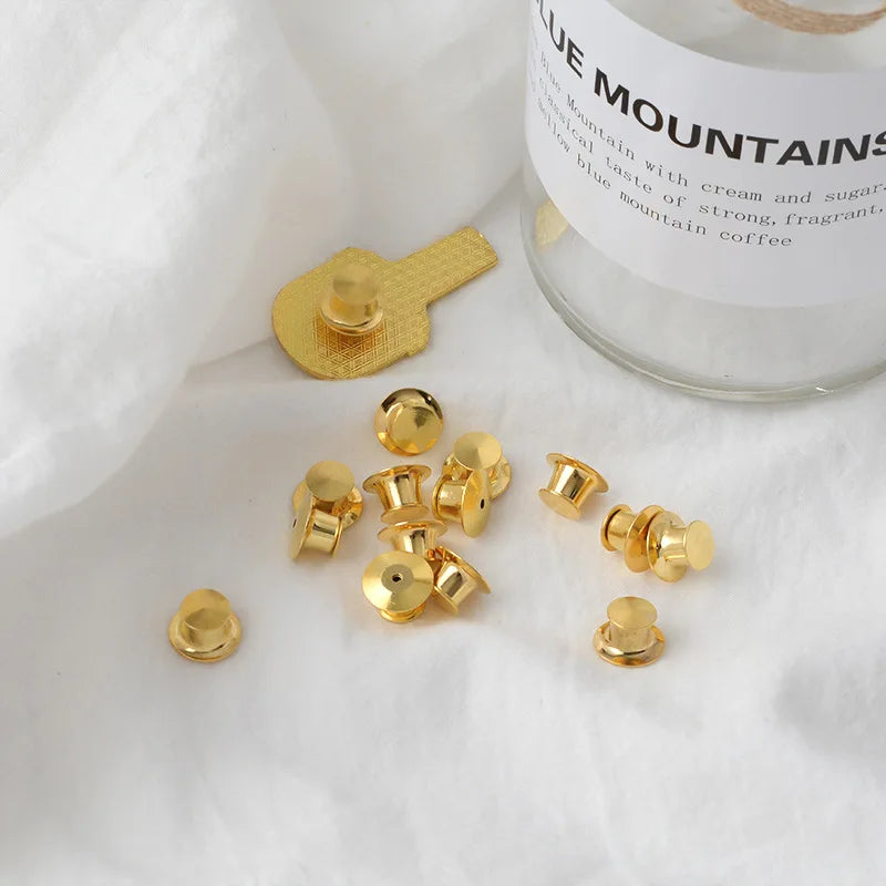 10 pieces/pack Safety Brooches Lock Locking Clasp Metal Pins Back Button Buckle Bulk Pin Keepers Brooch base Jewelry Accessor