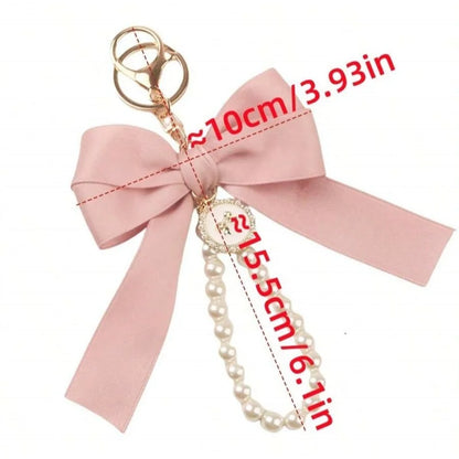 Keychain with Bow, Large Bow Tie, Carrying Bag for Hanging, Ornament, Bag Decorations, DIY Headphone Case, Accessories