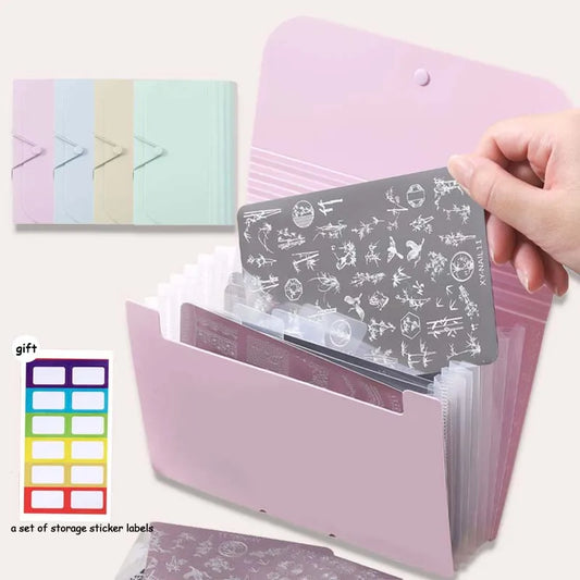 Nail Stamper Plates Storage Book, Foldable, Dust-proof and Scratch-resistant Nail Sticker Steel Plate Storage Album Bag Tool