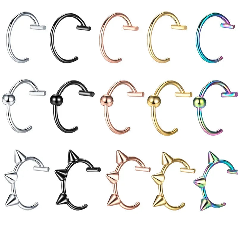1Pc Stainless Steel Fake Nose Ring Hoop Septum Rings C Clip Lip Ring Earring Fake Nose Piercing Women Body Jewelry Non-Pierce