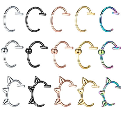 1Pc Stainless Steel Fake Nose Ring Hoop Septum Rings C Clip Lip Ring Earring Fake Nose Piercing Women Body Jewelry Non-Pierce