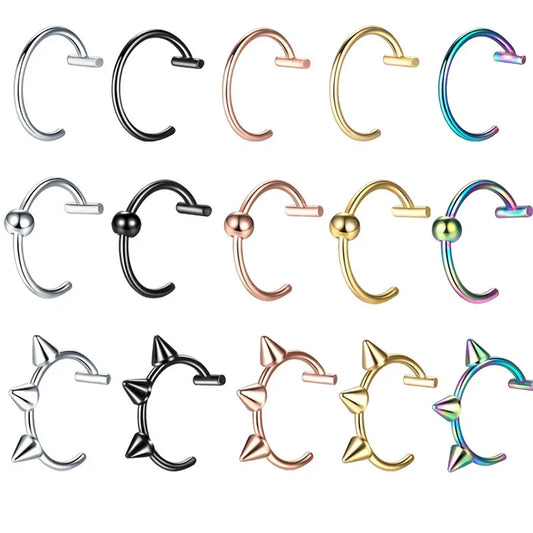 1Pc Stainless Steel Fake Nose Ring Hoop Septum Rings C Clip Lip Ring Earring Fake Nose Piercing Women Body Jewelry Non-Pierce