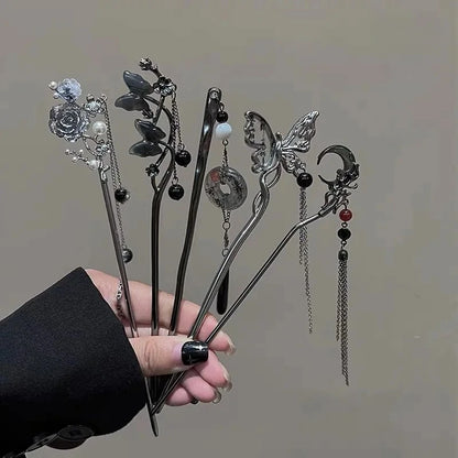 Ancient Chinese Style Elegant Butterfly Tassel Hair Stick for Women Girls Classical Hairpin Chinese Hair Accessories Jewelry
