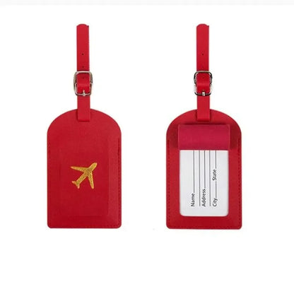 Stamped Leather Business Luggage Tag Suitcase Address Label Luggage Boarding Case Label Name ID Address Clip Travel Accessori