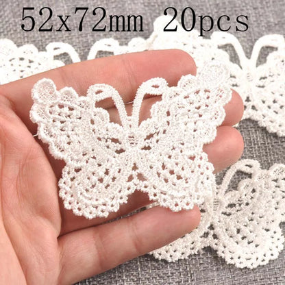 Flower White Lace Applique Mesh Trim For Sew On Guipure Fabric Wedding Supplies Home Decoration - 52x72mm 20pcs
