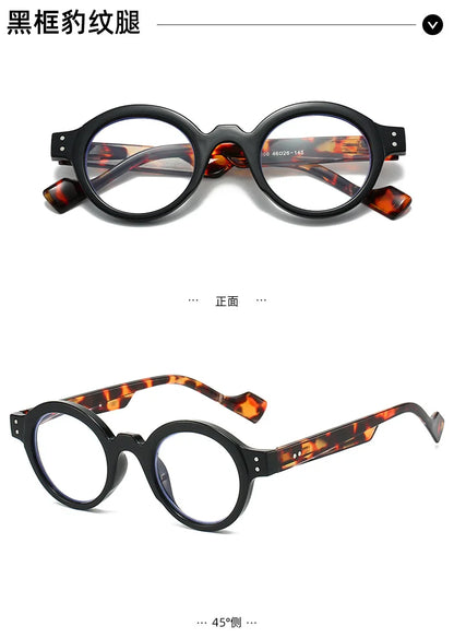 Retro Round Frame Fashionable Reading Glasses Made of Ultra Light Resin, Suitable for Both Men and Women