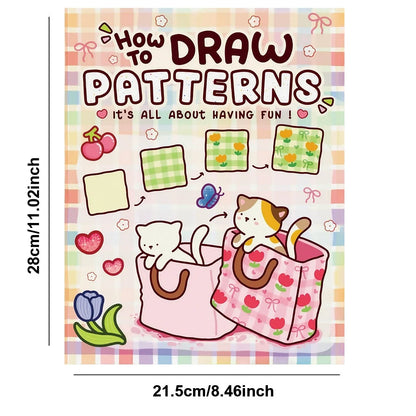 Coloring Book for Adults/Kids - How to Draw Patterns: Easy and Fun Step-by-Step Guide for Unique Creations,Cultivate imaginat