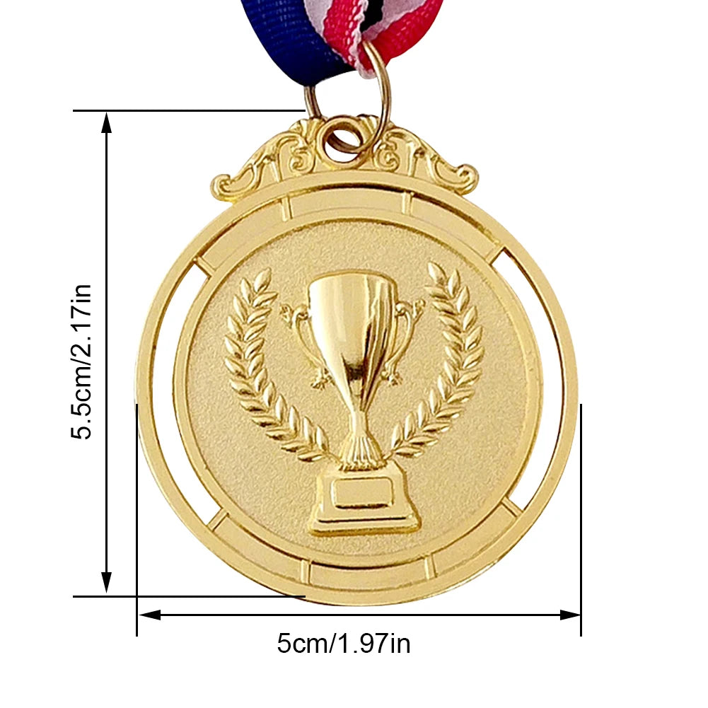Gold Silver Bronze Trophy Award 1st 2nd 3rd Prize Medal Winner Reward Encourage Badge with Neck Ribbon for Kids Competitions