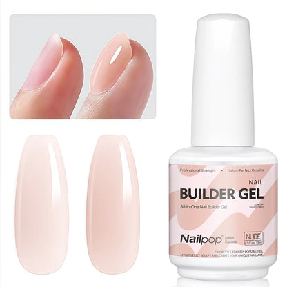 Nailpop 7IN1 Multi-Functional Builder Gel 4Colors Extension Strength Apex Building Base for Beginner Friendly Manicure 15ml -