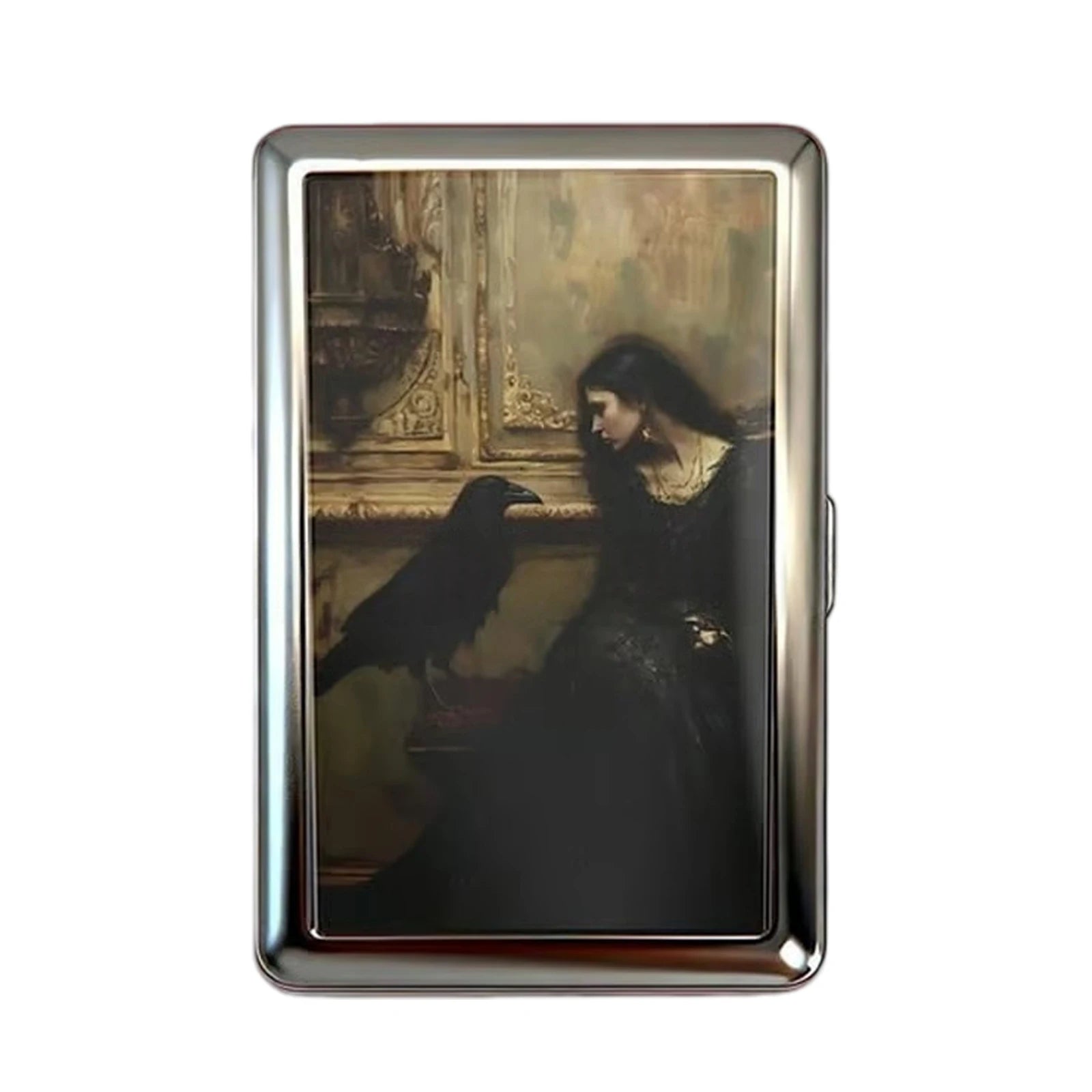 Vintage Style Metal Cigarette Carrying Case Art Deco Design Versatile Card & Cash Case Easy Snap Gift Idea for for Women and 