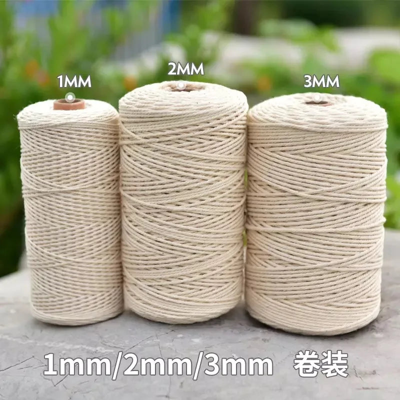 Handmade Macrame Boho decor 1/2/3/4/5/6/8/10mm Cotton Beige thread Cord Rope Twisted String DIY Home Wedding decoration suppl