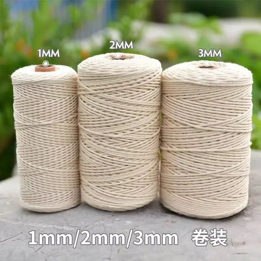Handmade Macrame Boho decor 1/2/3/4/5/6/8/10mm Cotton Beige thread Cord Rope Twisted String DIY Home Wedding decoration suppl