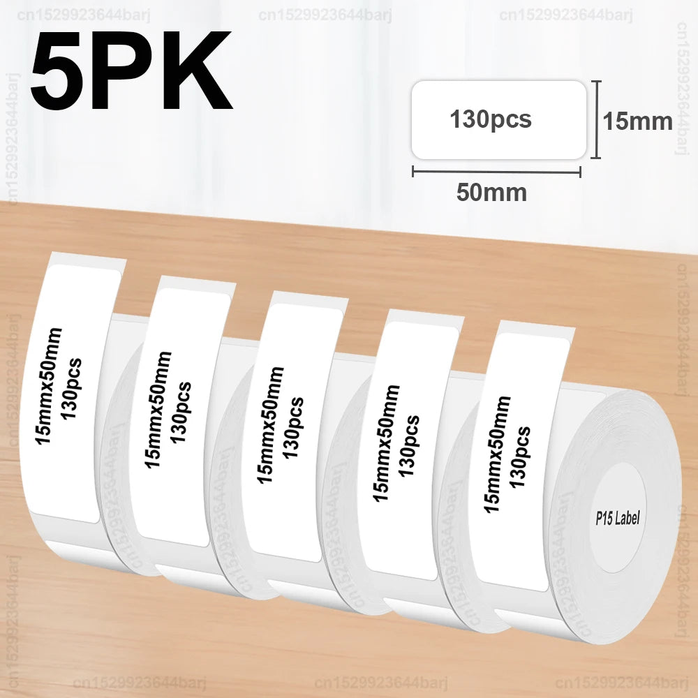 2/5/10Rolls P15 Thermal Label Sticker for Phomemo D30 Q30 Marklife P15 P12 DELI Q2 Label Maker White 12x40mm 15x30mm Label Ta