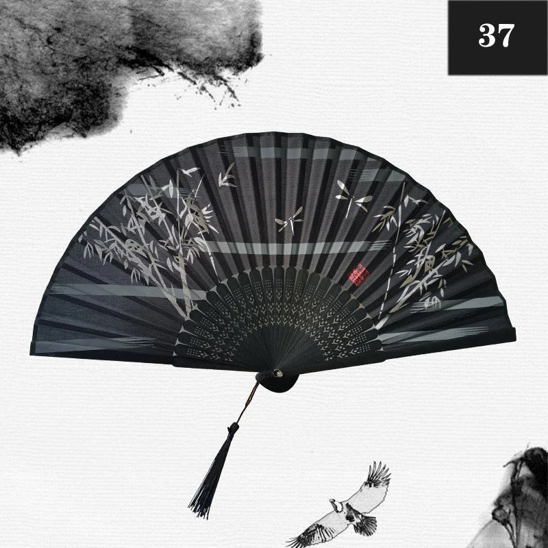 Folding Hand Fan Vintage Silk Bamboo Fans Chinese Hand Fans Women Dance Fan Cosplay Wedding Party Props Decor Gift Fan Portab