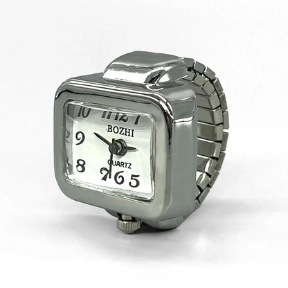 Vintage Punk Finger Watch Mini Elastic Strap Alloy Watches Couple Rings Jewelry Clock Retro Roman Quartz Watch Rings Women Me