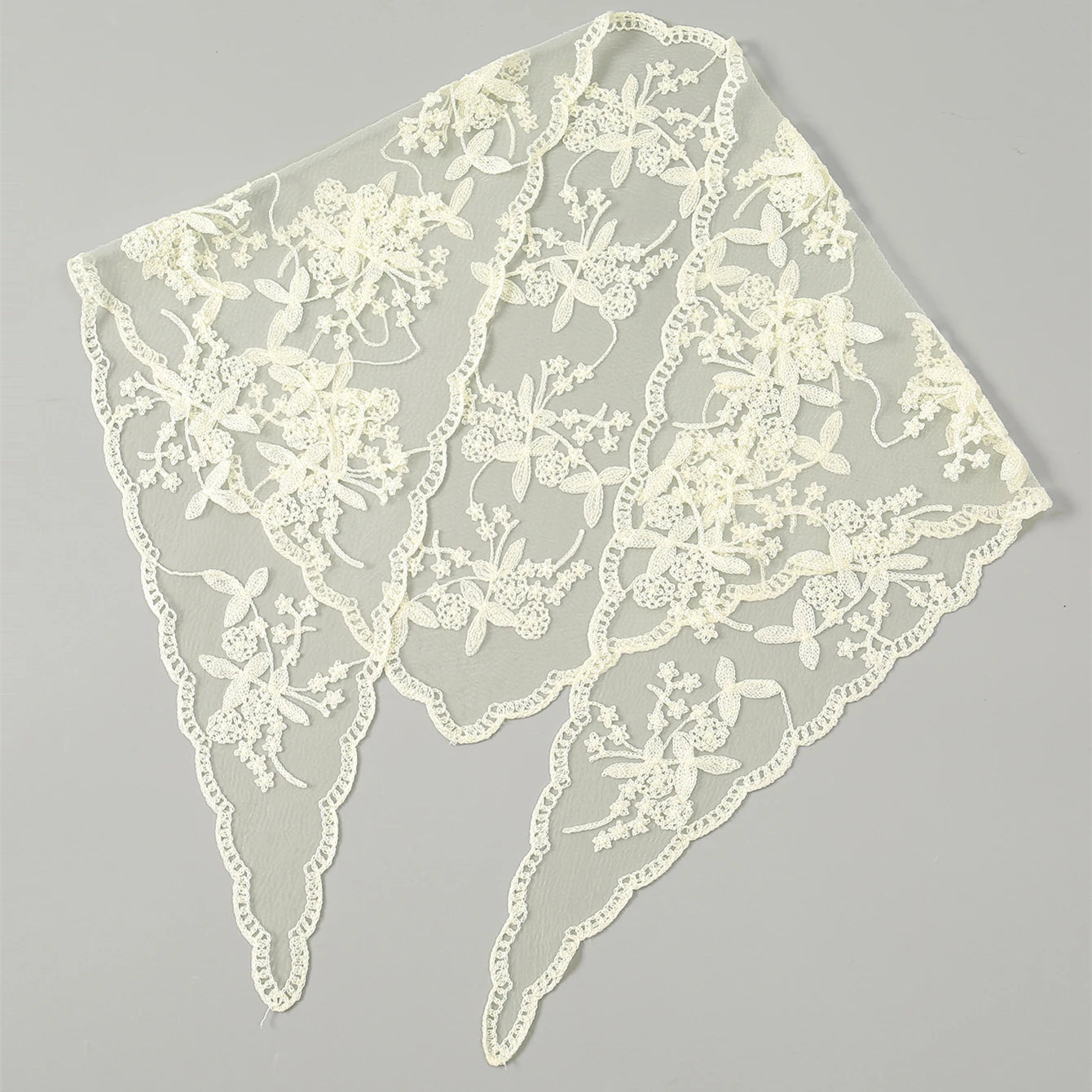 Elegant Lace Scarf Hollow Out Embroidery Foulard Bandana Solid Color Triangular Scarf Thin Vintage HandkerChiefs for Hair Wom
