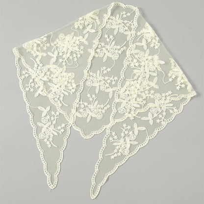 Elegant Lace Scarf Hollow Out Embroidery Foulard Bandana Solid Color Triangular Scarf Thin Vintage HandkerChiefs for Hair Wom
