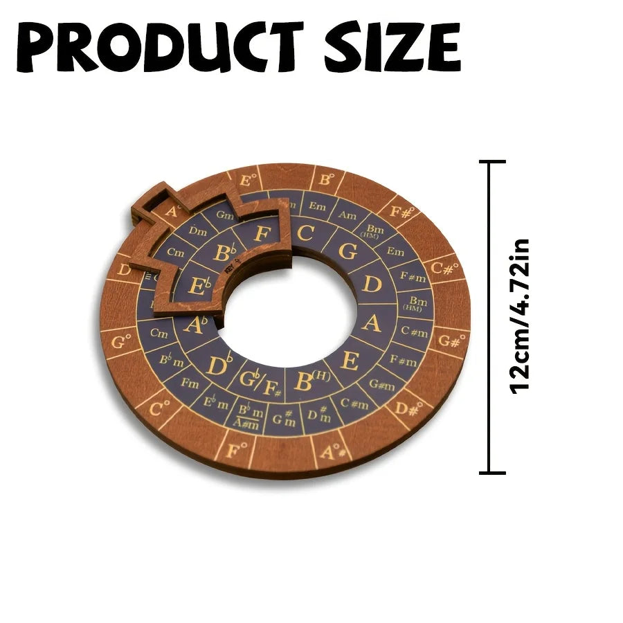Circle of Fifths Wooden Melody Tool, Music Theory Chord & Scale Disk, Turntable for Learning, Teaching & Practice