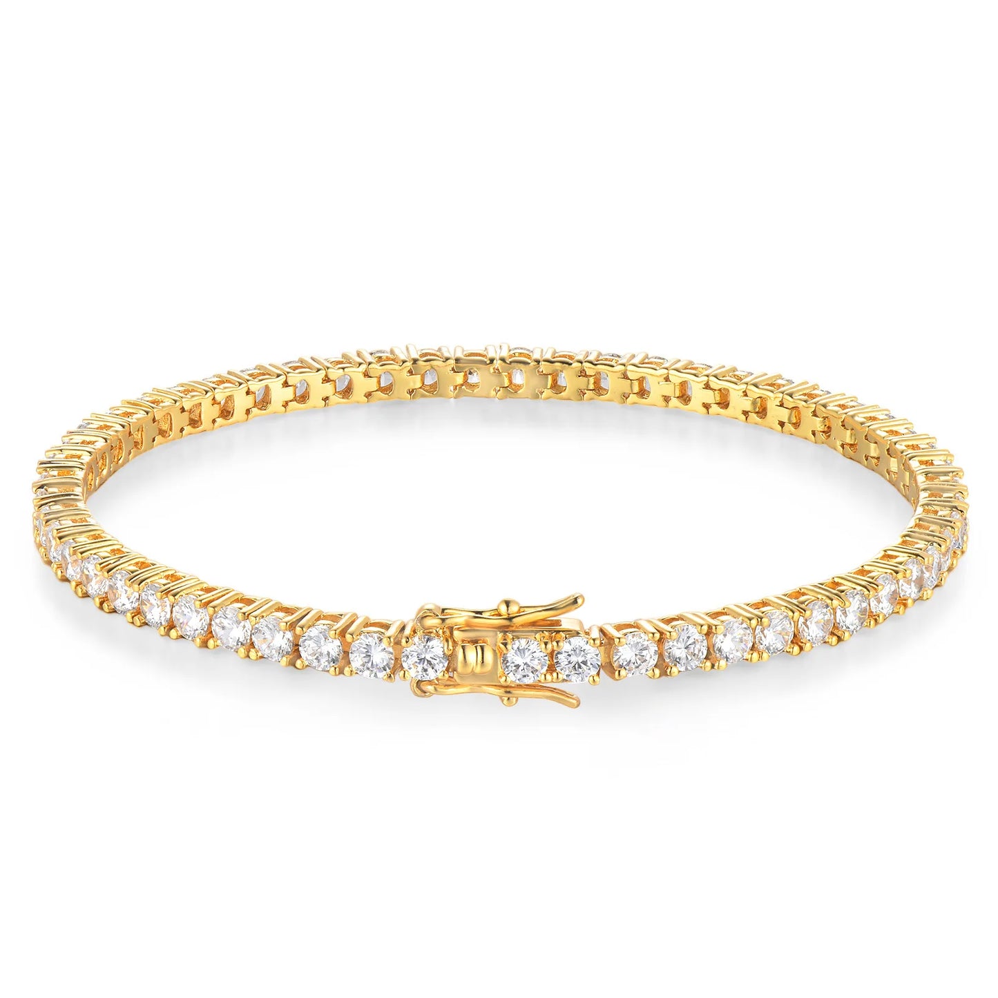 100% S925 Sterling Silver 2-6mm Real Moissanite Tennis Bracelet for Women Wedding Jewelry Christmas Exquisite Gift - Gold