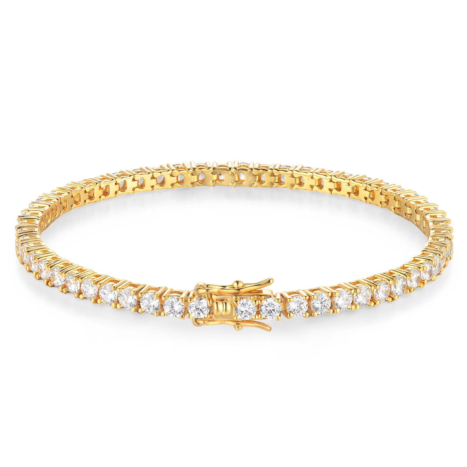 100% S925 Sterling Silver 2-6mm Real Moissanite Tennis Bracelet for Women Wedding Jewelry Christmas Exquisite Gift - Gold