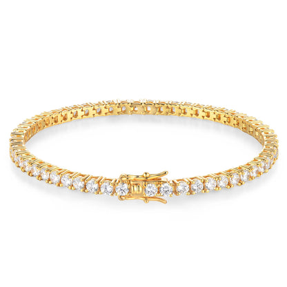 100% S925 Sterling Silver 2-6mm Real Moissanite Tennis Bracelet for Women Wedding Jewelry Christmas Exquisite Gift - Gold