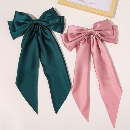 Solid Color Bow Ribbon Hair Clip New Women Large Bowknot Barrettes Women Ponytail Clip Headband Girls Hair Accessories Gift -