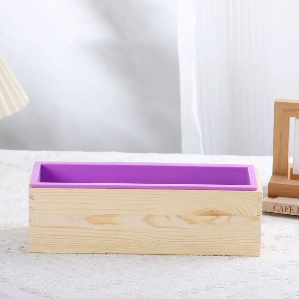 1200ml Silicone Soap Mold Wooden Box Reusable Soap Making Mold Rectangular Shape DIY Handmade Rectangle Soap Mold