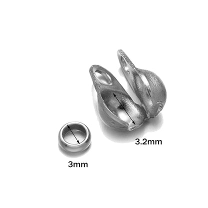 50pcs Stainless Steel Crimp Bead Tips Knot Covers Clamshell Fold-Over Bead Tips with 50pcs End Caps for Jewelry Making Craft 