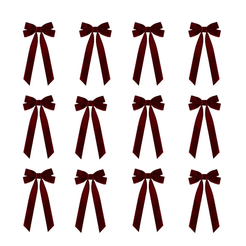 12 pieces of red velvet Christmas tree garlands - Festival gift loops for Christmas wreaths, decorations and folk handicrafts
