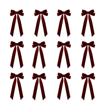 12 pieces of red velvet Christmas tree garlands - Festival gift loops for Christmas wreaths, decorations and folk handicrafts