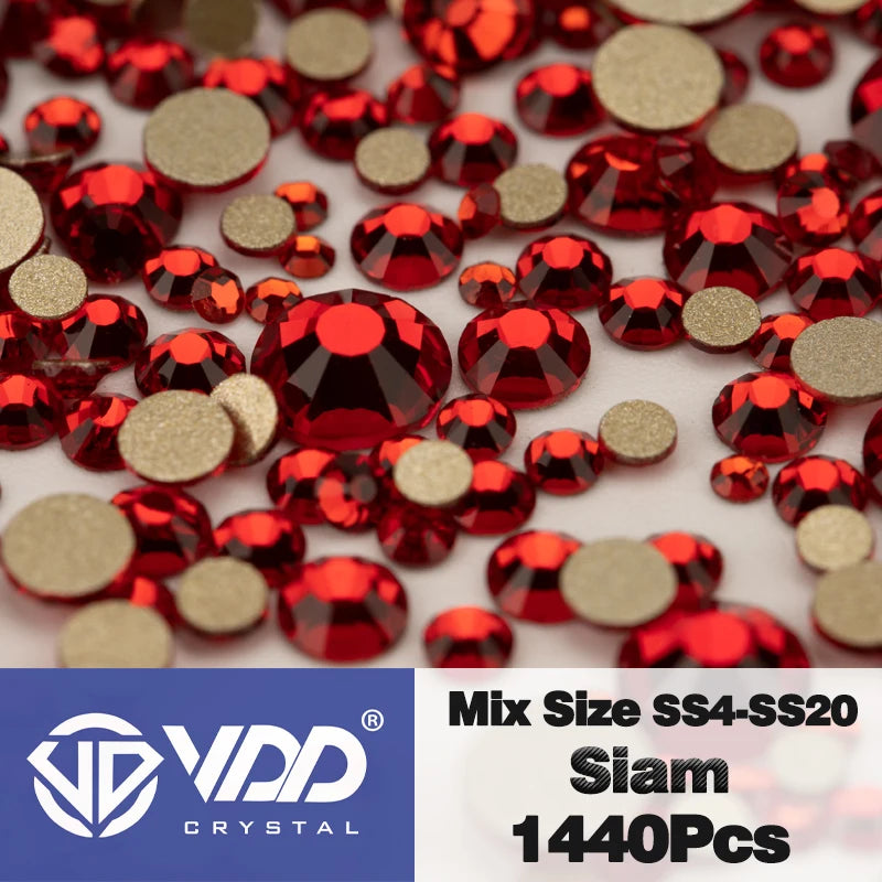 VDD SS4-SS20 Mix Size Clear Crystal Non-Hotfix Gold FlatBack Rhinestones Decorations DIY Glitter Stones 3D Nail Art Accessori