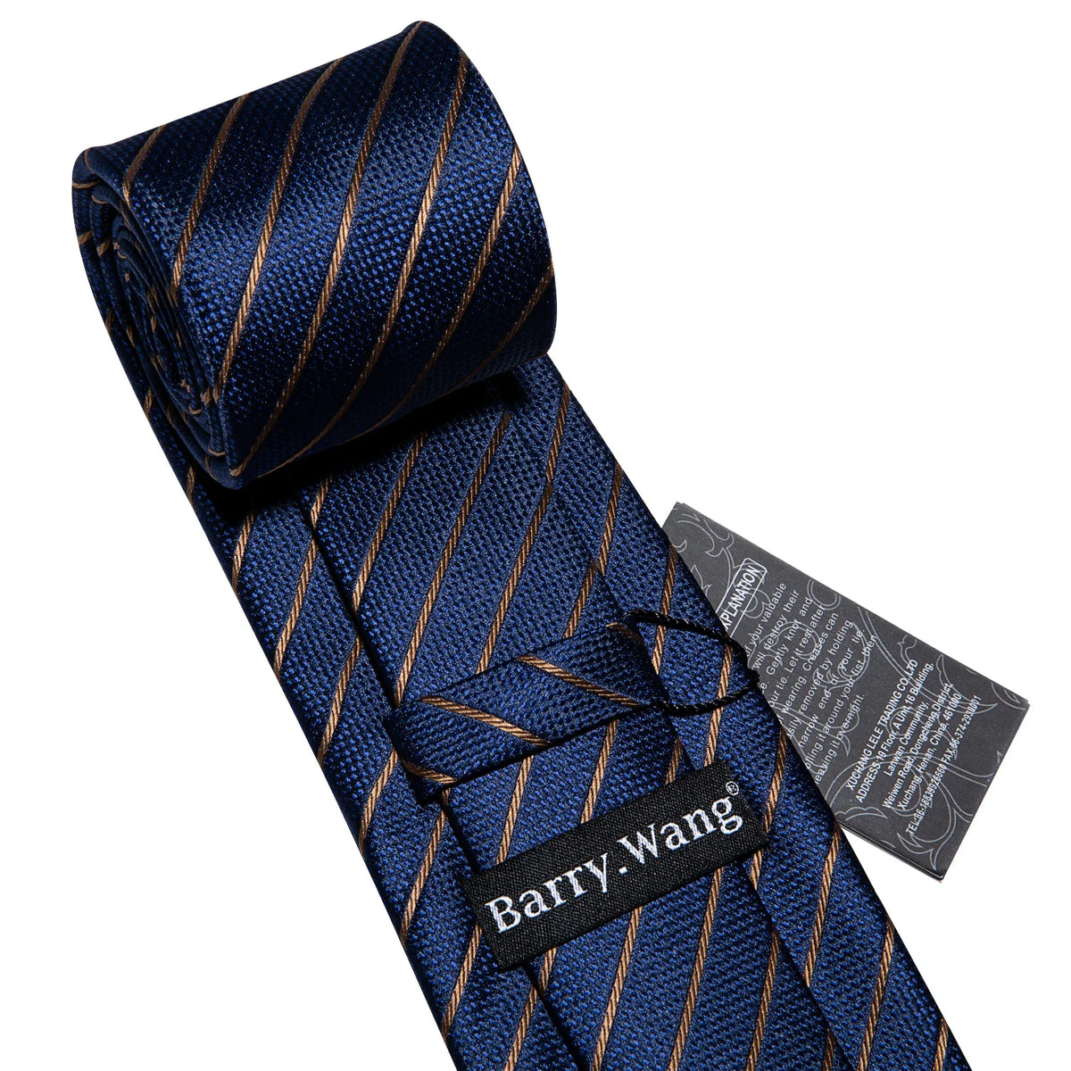 Men Tie Gold Navy Blue Striped Tie Barry.Wang 3.4" Jacquard Party Wedding Woven Fashion Designers Necktie For Men silk Busine