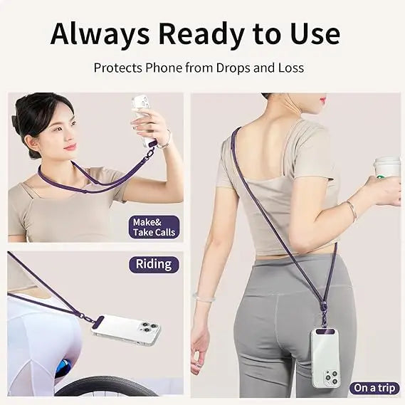 Universal Adjustable Phone Lanyard Crossbody Necklace Strap Phone Case Long Hanging Rope with Clip Anti-Lost Durable and Stur