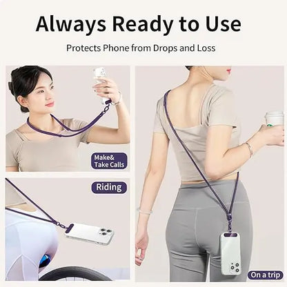 Universal Adjustable Phone Lanyard Crossbody Necklace Strap Phone Case Long Hanging Rope with Clip Anti-Lost Durable and Stur