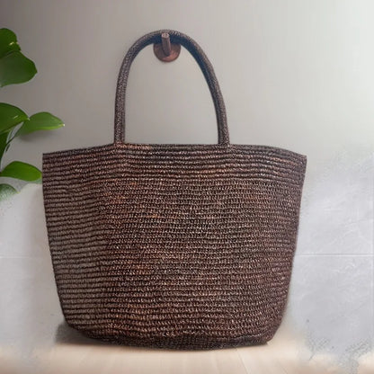2026 Large Handwoven Rattan Tote Bag for Women Natural Straw Beach Bag Purse Luxury Shoulder Bags Handbag Summer - Brown