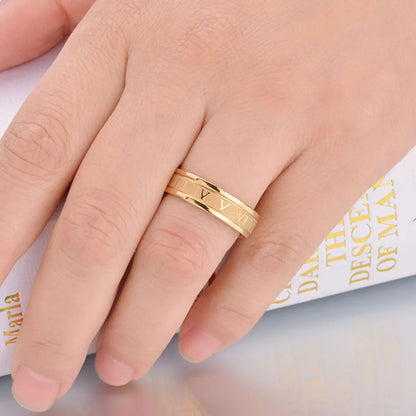 Seakissky Classic Fashion Stainless Steel Roman Digital Men Women Ring Cool Punk Waterproof Jewelry for Party Gifts