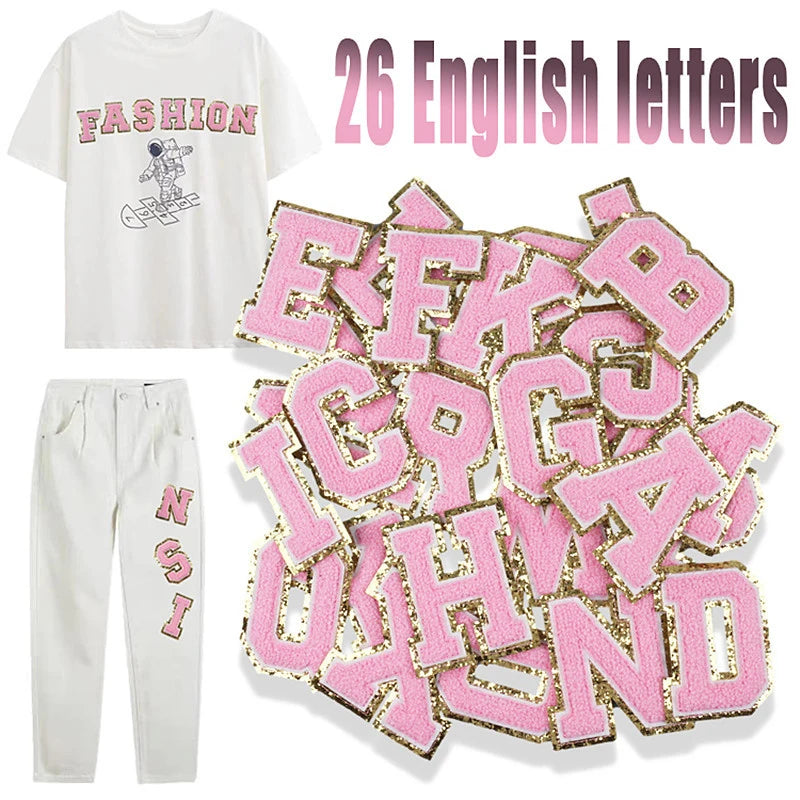 8CM Patch Letters for Clothes Alphabet Sticky Letter Clothing Bags Jacket Iron on Letter Emblems Chenille Patches for DIY MC0