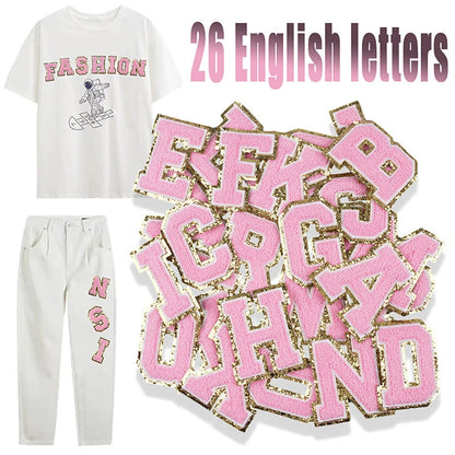 8CM Patch Letters for Clothes Alphabet Sticky Letter Clothing Bags Jacket Iron on Letter Emblems Chenille Patches for DIY MC0