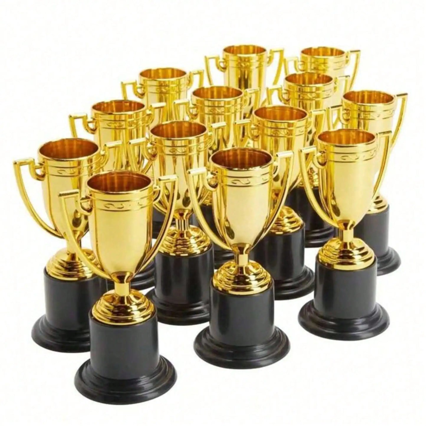 6pcs Back to School Mini Gold Plated Plastic Trophies, First Day of School Elegant Golden Plastic Trophy Set