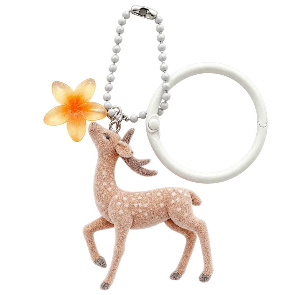 Cute Portable Deer Keychain 11.5cm Length Korean Style Phone Charms Handmade DIY Bead Case - B3