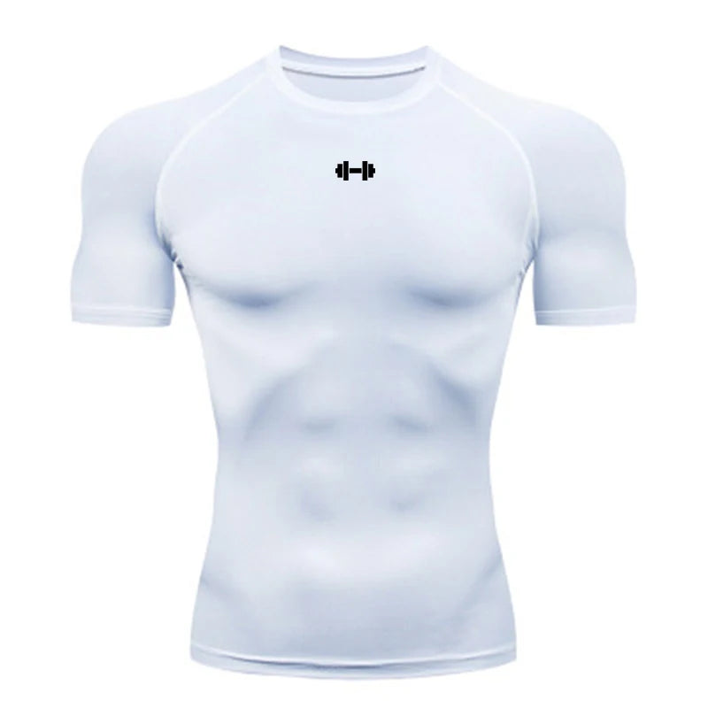 Compression T Shirt Men Summer Sportswear Running T-shirt Elastic Quick Dry Sport Tops Tee Athletic Gym Workout Shirts Men - 