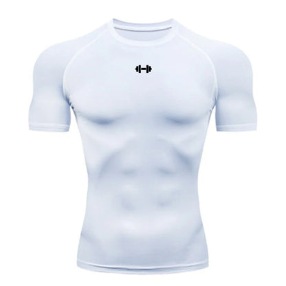 Compression T Shirt Men Summer Sportswear Running T-shirt Elastic Quick Dry Sport Tops Tee Athletic Gym Workout Shirts Men - 