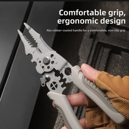 8.5 Inch Multi Functional Industrial Wire Stripper Cutter Crimper Heavy Duty Stainless Steel Electrical Pliers Ergonomic Grip