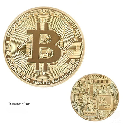 Gold Plated Bitcoin Coin Collectible Art Collection Gift Physical Commemorative Casascius Metal Antique Imitation Happy Birth