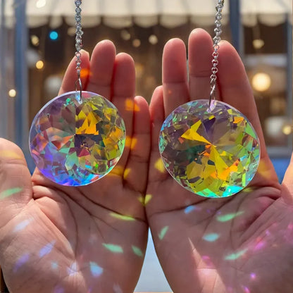 2pcs, Round Crystal Sun Catchers, Glass Prism Hanging Sun Catchers, Rainbow Maker For Window, Balcony, Kitchen, Garden Decora